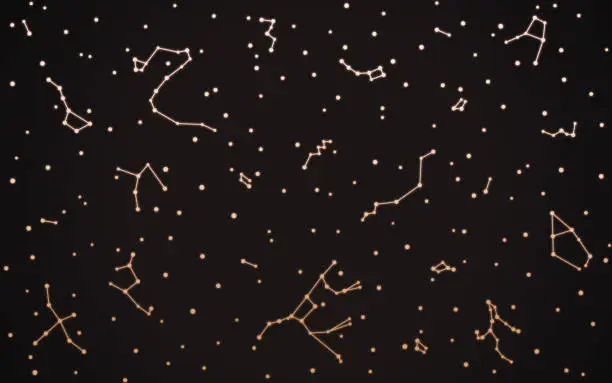 Vector illustration of Constellations and Stars Abstract Background