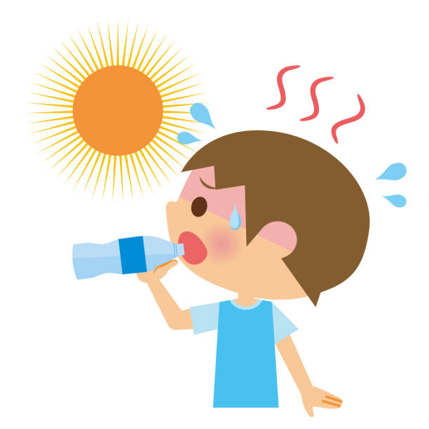 Children to prevent heat stroke. Children to prevent heat stroke. young hot stock illustrations