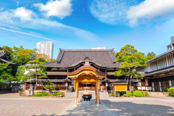 Sengakuji Temple in Tokyo, Japan TOKYO, JAPAN - APRIL 20 2018: Sengakuji Temple famous for its graveyard where the "47 Ronin" are buried. The story of the 47 loyal ronin remains one of the most popular historical stories in Japan harakiri photos stock pictures, royalty-free photos & images