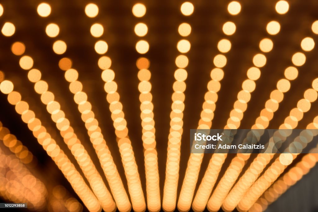 marquee lights Rows of illuminated globes under the marquee as often used at entrance to theatres and casinos Broadway - Manhattan Stock Photo