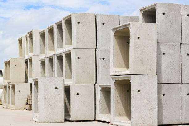 concrete drain Square shape stock photo