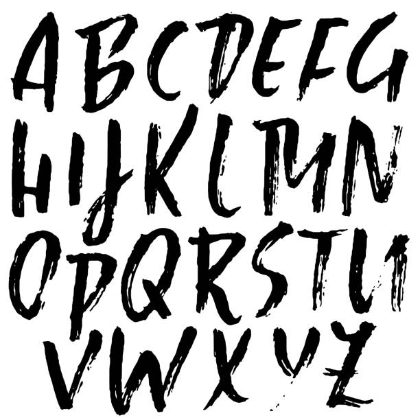 istock Hand drawn modern dry brush lettering. Grunge style alphabet. Handwritten font. Vector illustration. 1012299922