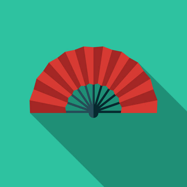 Flamenco Fan Spain Flat Design Icon A Spanish themed icon. File is built in the CMYK color space for optimal printing, and can easily be converted to RGB. Color swatches are global for quick and easy color changes throughout the entire set of icons. hand fan stock illustrations