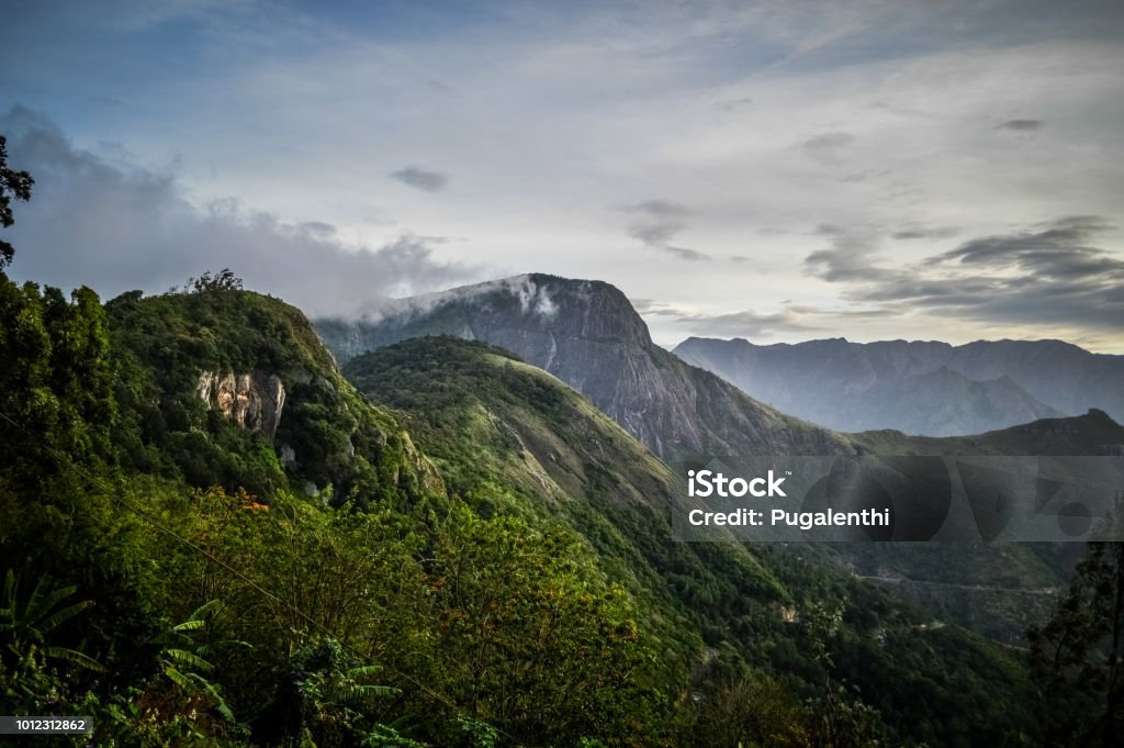 Lush Green Mountain View of Valparai India Stock Photo