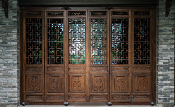 old ancient antique chinese traditional folding door
