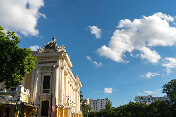 istock French built Opera House in Hanoi, with blue sky and white clouds 1012331550