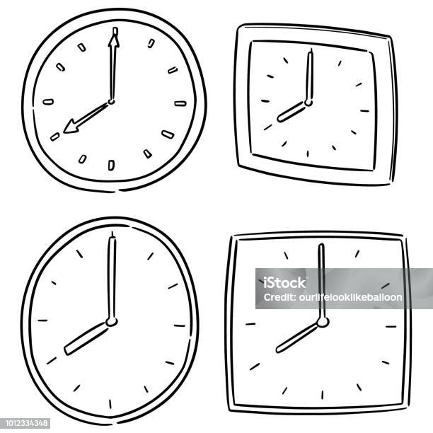 Clock Stock Illustration - Download Image Now - Clock, Drawing - Activity, Doodle