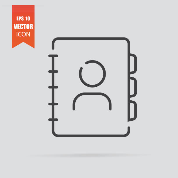 Address book icon in flat style isolated on grey background. Address book icon in flat style isolated on grey background. For your design, logo. Vector illustration. telephone directory stock illustrations