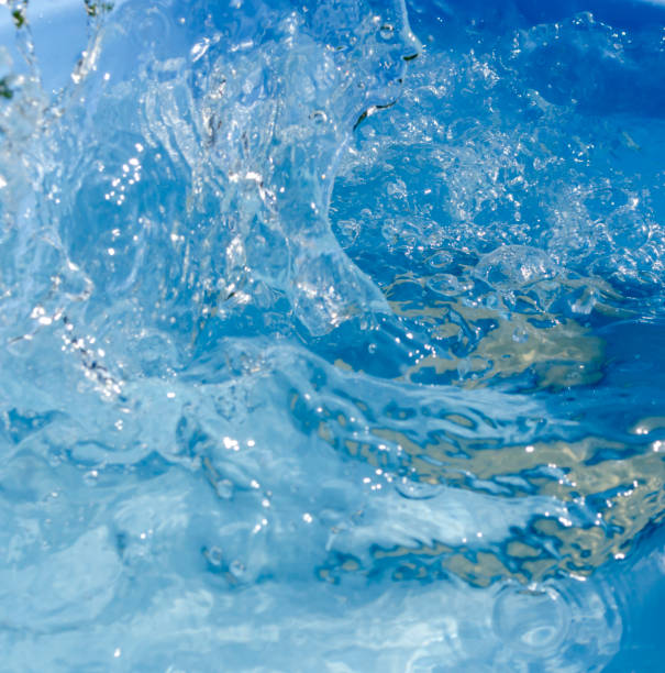 istock splashing water on a blue background, motion of water 1012356710