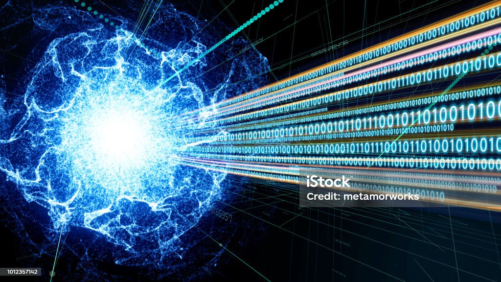 Quantum computing concept. Digital communication network. Technological abstract. Quantum Stock Photo