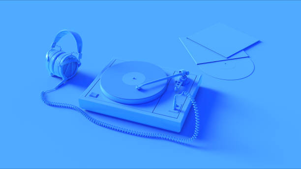 istock Blue Vintage Turntable Record Player with Headphones 1012385054