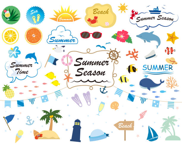 ilustrações, clipart, desenhos animados e ícones de verão design1 - ship coast illustrations