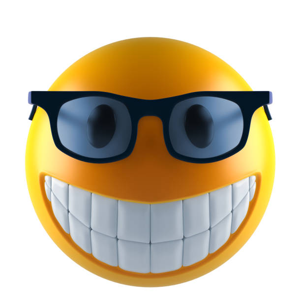 istock Smiley sphere emoticon with eyeglasses 1012394288