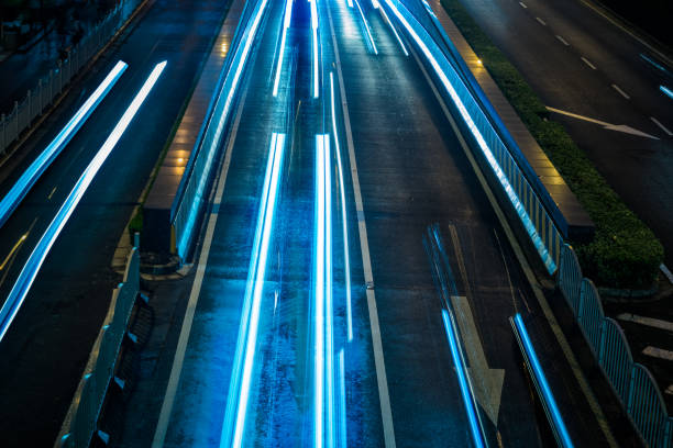istock Light trails in the downtown district,hongkong 1012394652