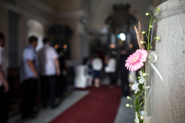 Wedding Decorations in Church in Slovenia.