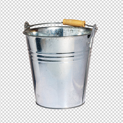 Iron pail or tin bucket. Isolated with Clipping Path. Stock image.