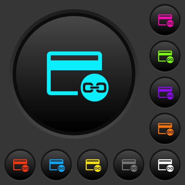 istock Attach credit card to account dark push buttons with color icons 1012405156