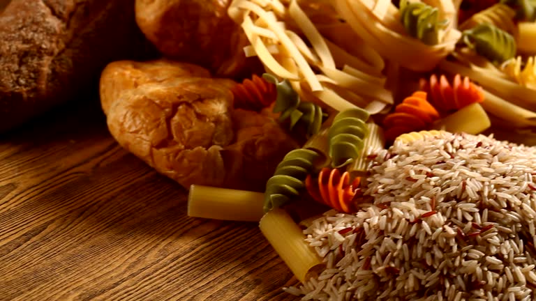 Rice and bread with pasta