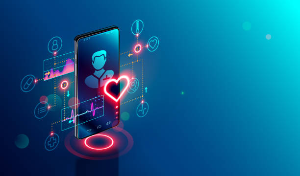 Online Medical consultation and treatment Online tele medicine isometric concept. Medical consultation and treatment via application of smartphone connected internet clinic. health technology stock illustrations