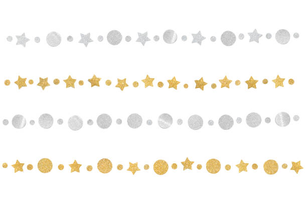 istock Gold and silver glitter bunting paper cut on white background 1012417440