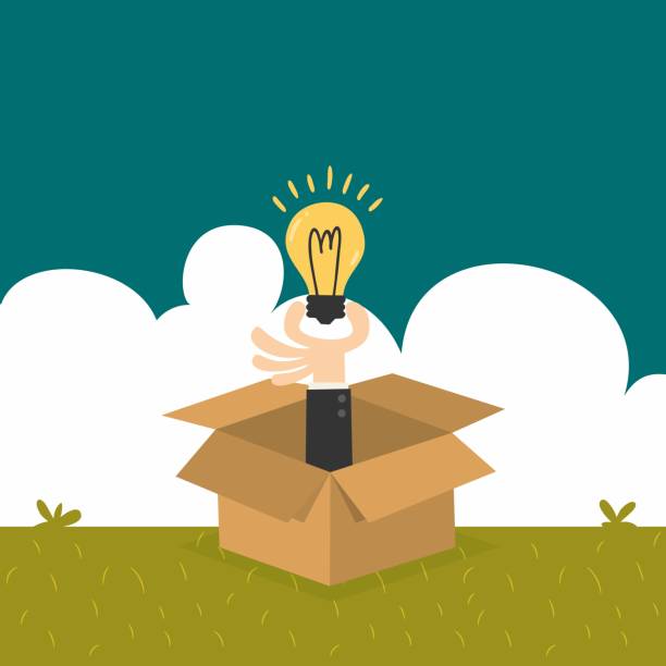 istock Hand of a young man holding idea bulb coming out of box. 1012423028