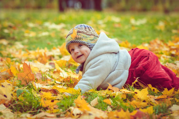 istock Happy baby boy in autumn 1012438918