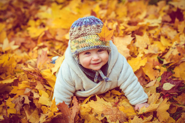 istock Happy baby boy in autumn 1012439104