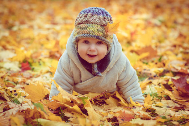 istock Happy baby boy in autumn 1012439890