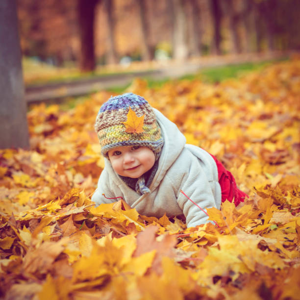 istock Happy baby boy in autumn 1012439892