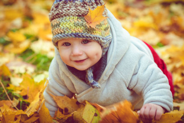 istock Happy baby boy in autumn 1012439896