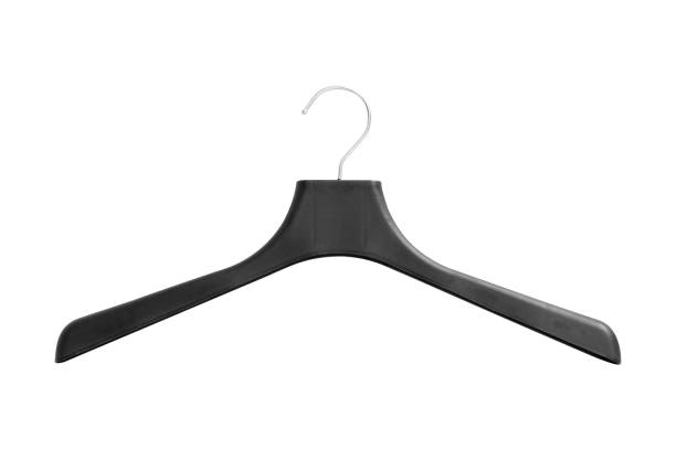 istock Black plastic clothes hanger isolated on white background 1012442570
