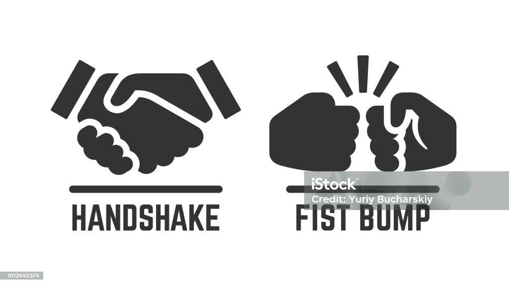 Handshake vettoriale e icona di urto del pugno. Pittogramma di partnership. - arte vettoriale royalty-free di Icona