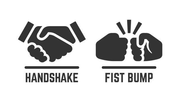 ilustrações de stock, clip art, desenhos animados e ícones de vector handshake and fist bump icon. partnership pictogram. - faust