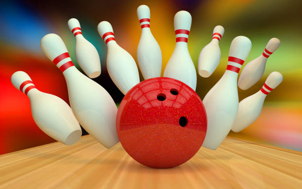 istock Bowling strike. The ball knocks down skittles 1012451044