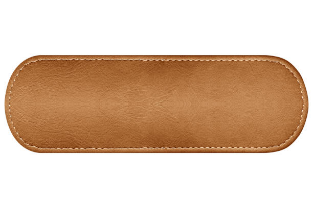 close up label leather isolated on white background