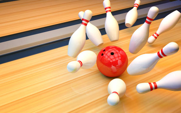 istock Bowling strike. The ball knocks down skittles 1012451066