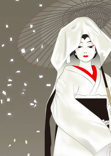 ilustrações de stock, clip art, desenhos animados e ícones de kabuki "sagimusume" - kabuki change asian culture performer