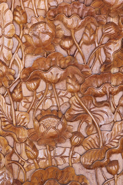 istock Pattern of flower wood carved texture background 1012452718