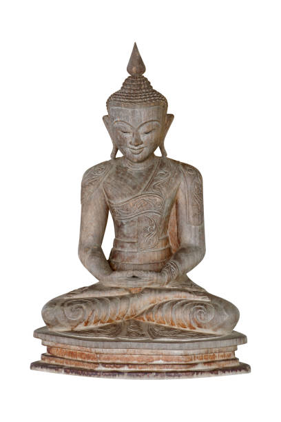 istock old wooden buddha isolated on white background 1012452772