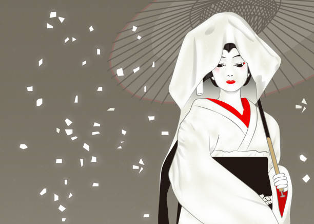 ilustrações de stock, clip art, desenhos animados e ícones de kabuki "sagimusume" - kabuki change asian culture performer