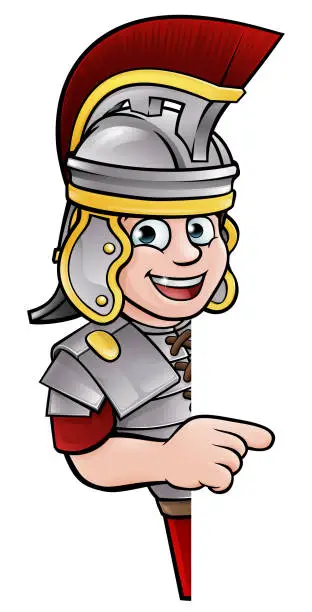 Vector illustration of Roman Soldier Pointing