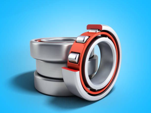 istock Close up of roller bearing 3d render on blue 1012459822