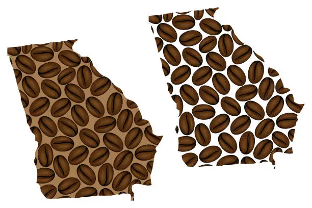 Vector illustration of Georgia (U.S. state) -  map of coffee bean