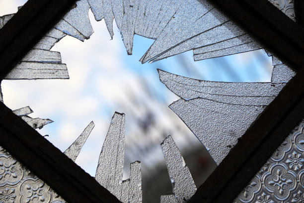 image of broken glass in the window