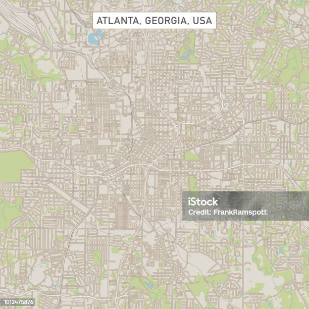 Atlanta Georgia Us City Street Map Stock Illustration - Download Image Now - Atlanta - Georgia, Map, City Map