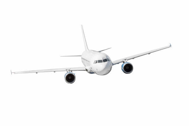 istock Aircraft in flight with blank livery and two engines isolated on white background. 1012477946