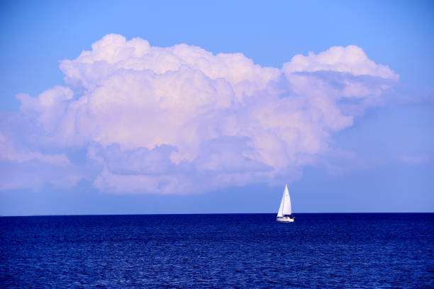 istock Lonely white yacht in the Baltic sea 1012481418