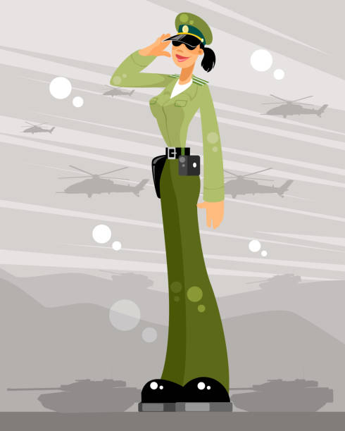 illustrations, cliparts, dessins animés et icônes de saluts de femme soldat - tank top illustrations