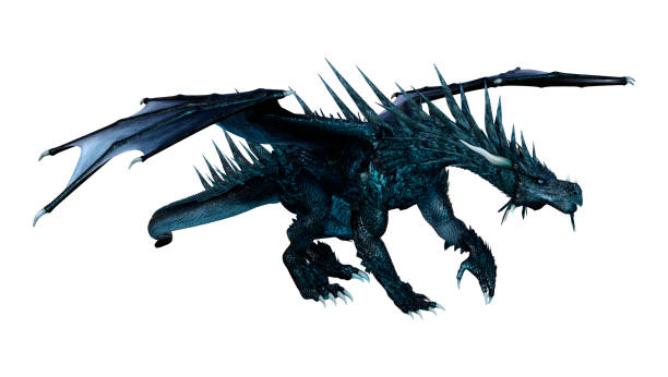 istock 3D illustration black fairy tale dragon on white 1012482174