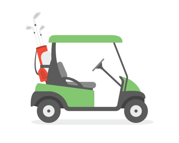 ilustrações, clipart, desenhos animados e ícones de carrinho de golfe - golf cart golf mode of transport transportation